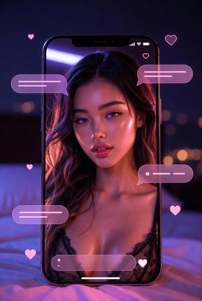 AI girlfriend chatting on a phone screen